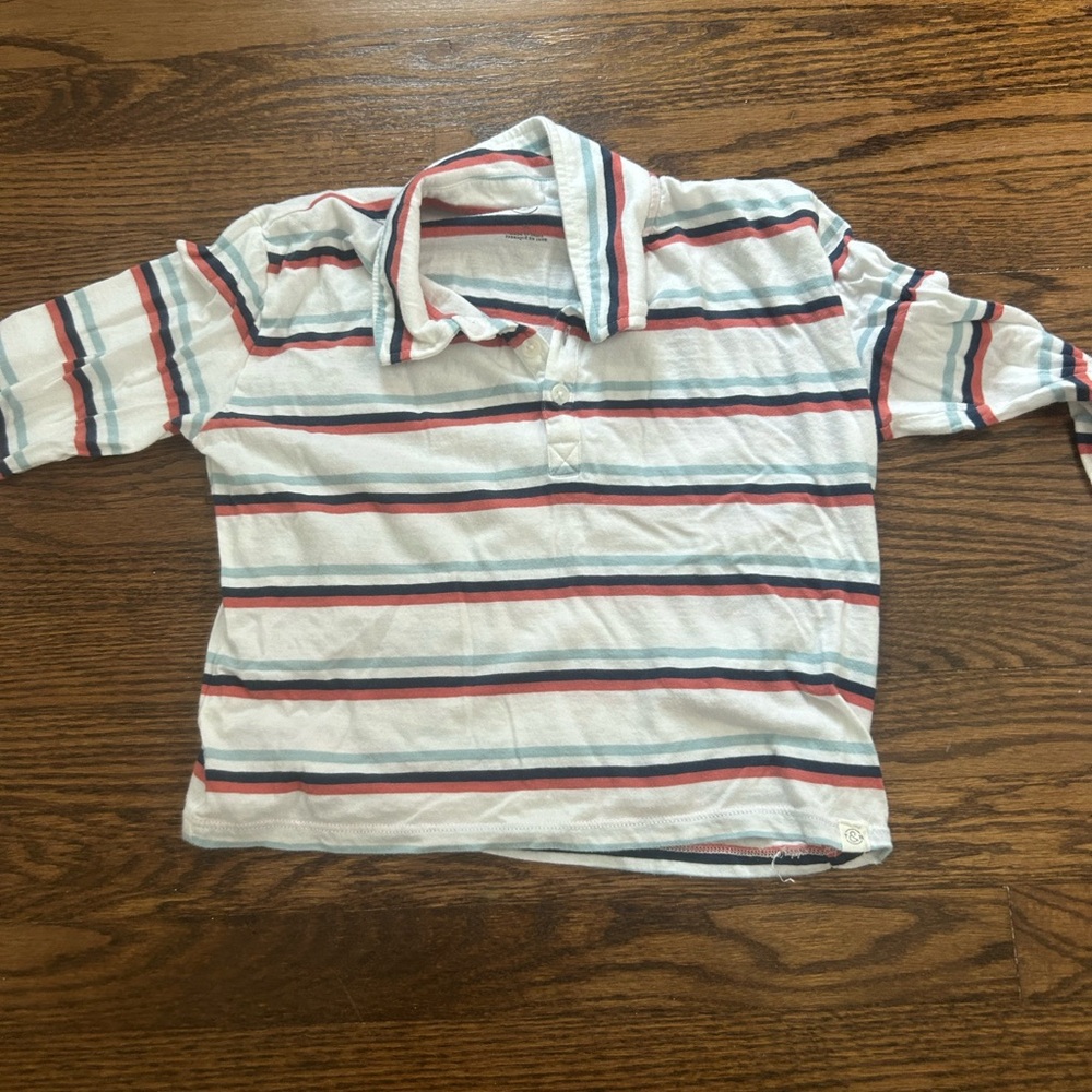 Cropped long sleeve shirt, striped